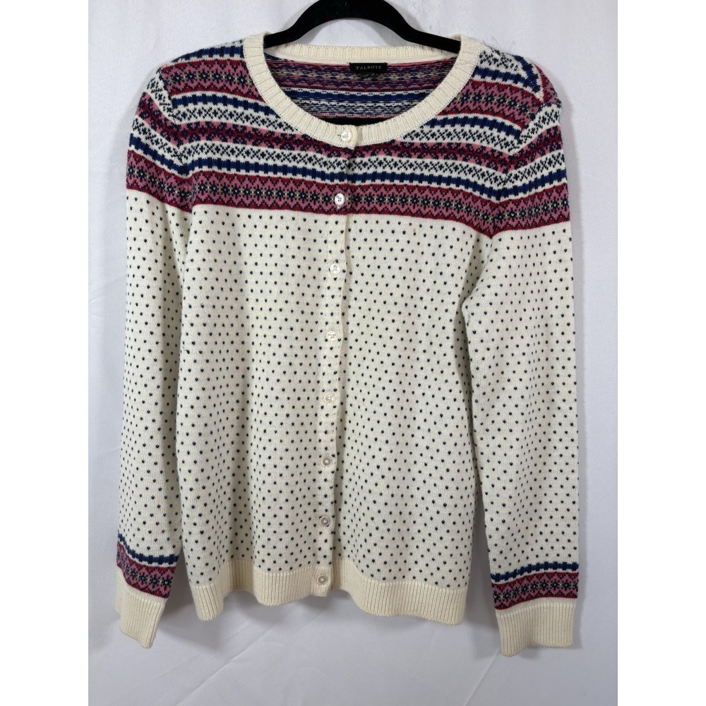 Talbots womans‎ sweater size M holiday long sleeve button up